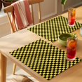 thumbnail image 4 of Yellow Black Plaid Placemats Set of 6 Farmhouse Rustic Abstract Checkered Place Mats Indoor Wipeable Table Mats Washable Cloth Dining Table Placemats for Kitchen Holiday Party Home Decor 13x19 Inch, 4 of 9