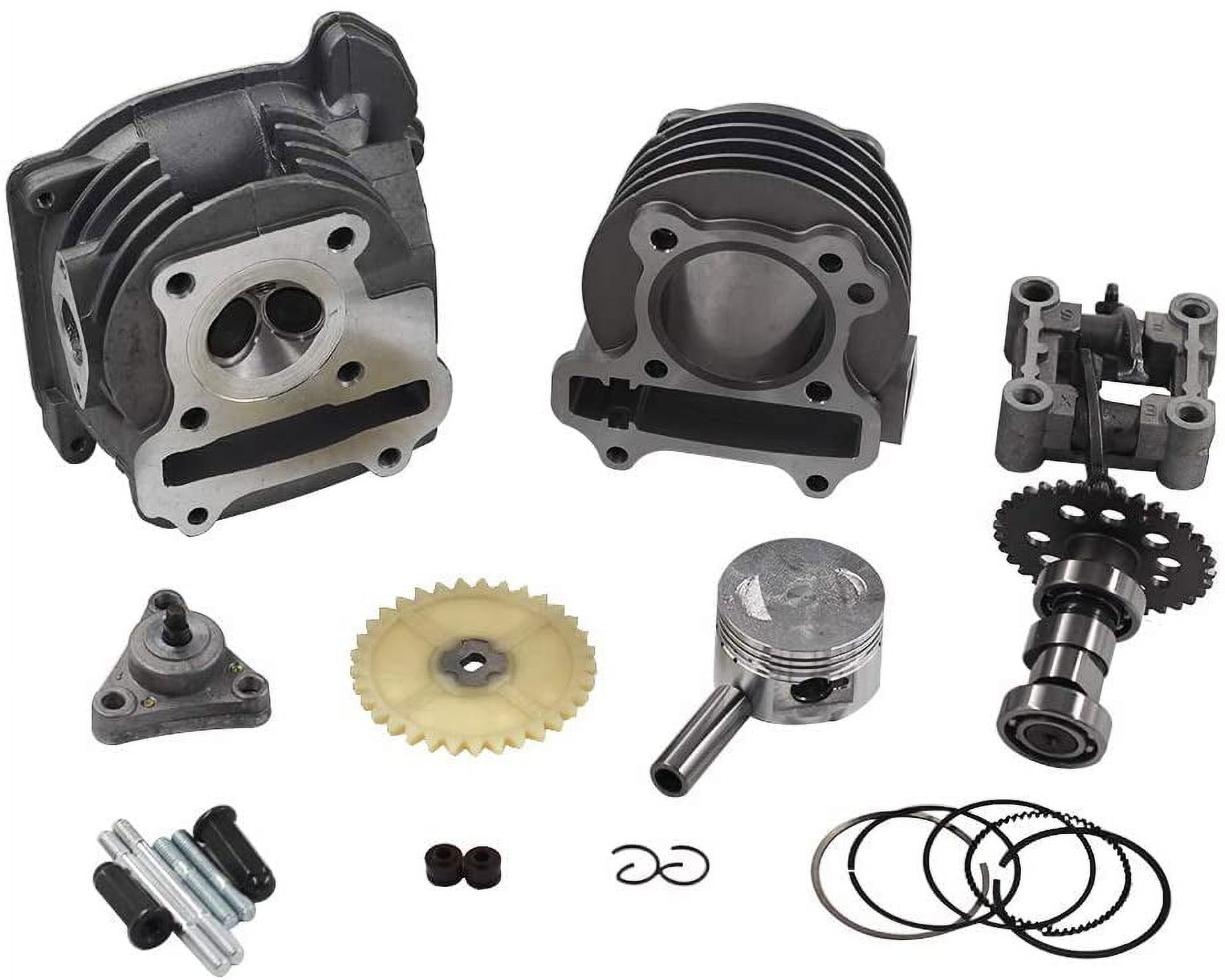 GY6 Cylinder Rebuild Kits Trkimal Upgrade 50mm Big Bore Kit Cylinder head assemble 69mm valve sets for 49CC 50CC 139QMB Moped Scooter Engine, Racing Performance CDI Ignition Coil Spark Plug Clutch etc