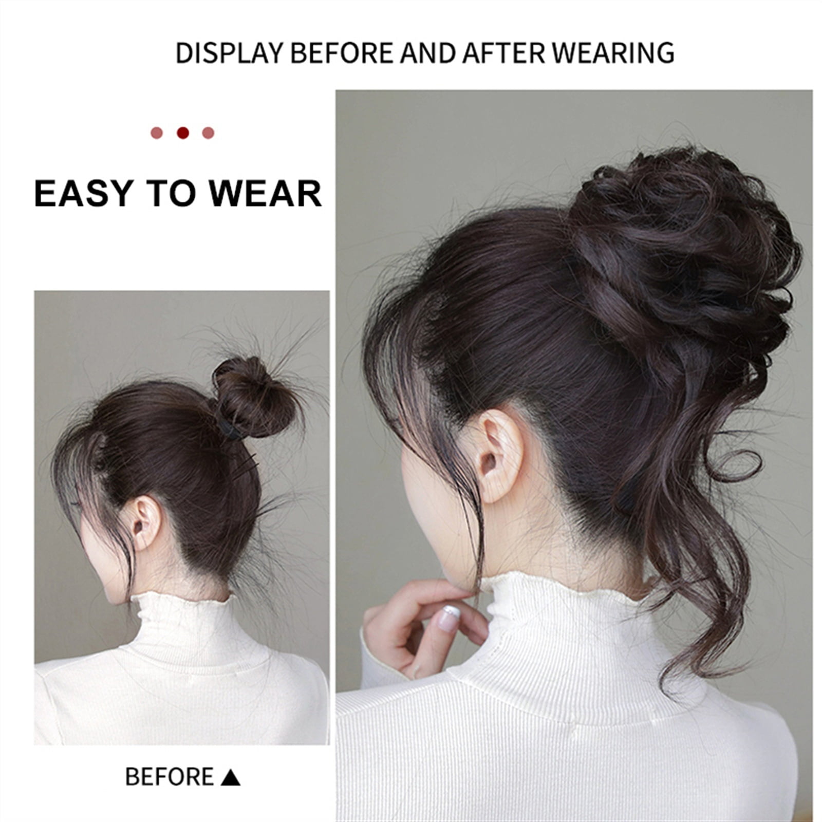 Bun Ponytail Chignon Brazilian Human Hair Curly Wavy Messy Bun Extensions Hair Pieces for Women Messy Bun Hair Piece Hair