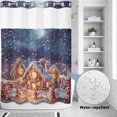 thumbnail image 4 of No Hook Shower Curtain with Built-in Rings - Gingerbread Man Christmas Washable Waterproof Fabric Bathroom Curtains for Hotel,Rentals, 72X 96 Inch Extra Long , Winter Snowy Scene White, 4 of 9