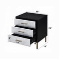 thumbnail image 5 of Miekor Furniture 1pc Glamorous Bedroom Furniture 1pc Black Nightstand with 3-Drawers Silver Finish Crocodile Pattern Fronts Gold Finish Legs 12865, 5 of 6