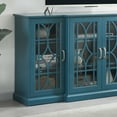 thumbnail image 4 of Hassch 63 Inch TV Stand, Wooden Media Console Cabinet w/ Adjustable Storage Shelves & 4 Glass Doors, Entertainment Center for Living Room Bedroom, Teal, 4 of 8