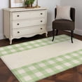 thumbnail image 4 of Green Plaid Washable Area Rugs 4'x6', Retro Country Green Plaid Linen Texture Low Pile Throw Living Room Rug Non-Slip Sturdy Edge Binding Carpet for Indoor Entryway Bedside Kitchen, 4 of 9