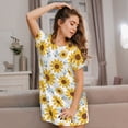 thumbnail image 3 of Fotbe Sunflowers Bata de Dormir para Mujer con Estampado, Camisón de Algodón de Manga Corta, Ropa de Dormir Casual, 3 of 6