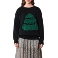 thumbnail image 1 of TheFound  Women's Christmas Tree Sweaters Drop Shoulder Long Sleeve Round Neck Ribbed Loose Knitted Tops, 1 of 8