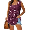 thumbnail image 2 of Wlylongift Women Square Neck Summer Sleeveless Gradient Color Tank Tops Fashion Eyelet Tunic Curved Hem Shirts Blouses, 2 of 5