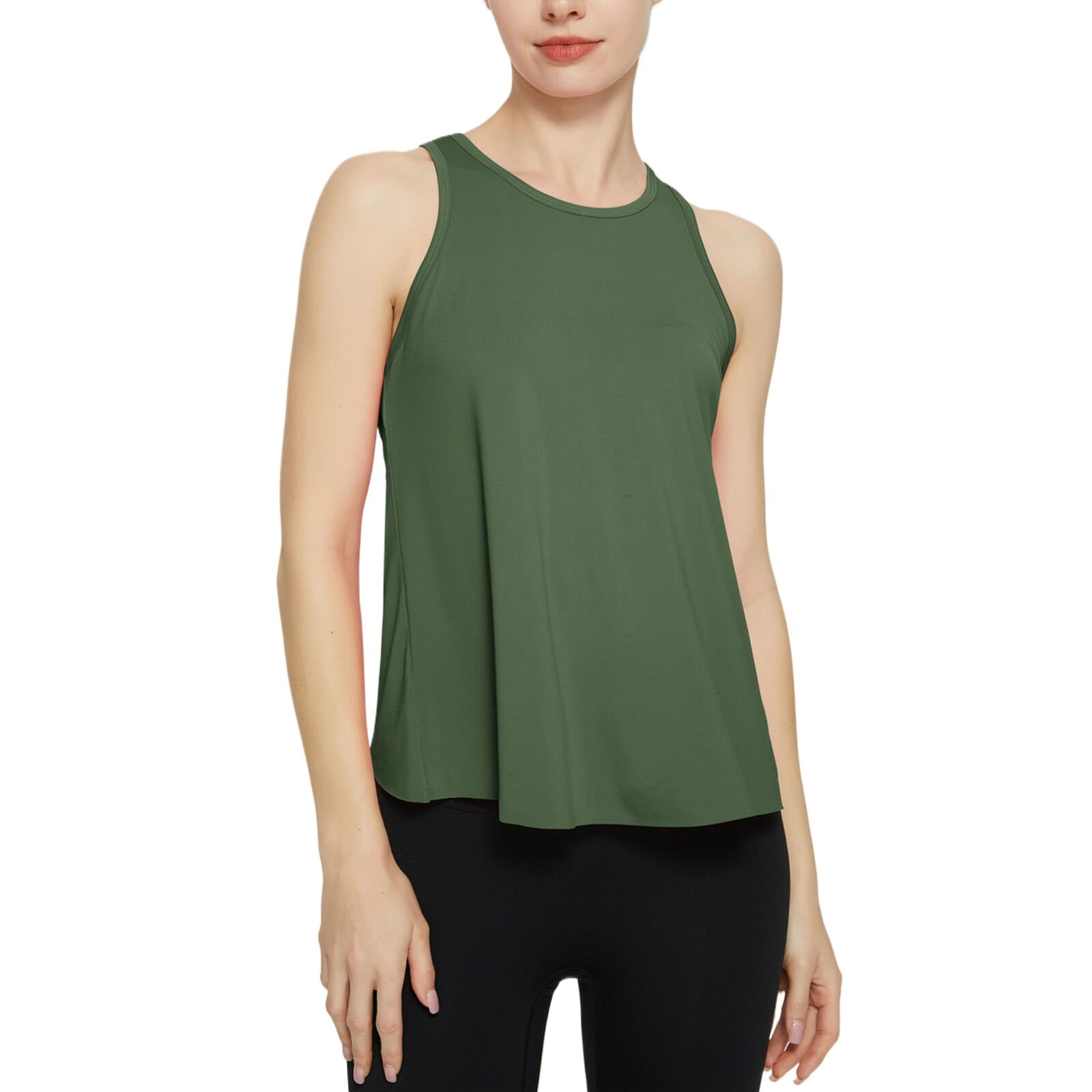 Timegard Workout Tank Tops for Women Round Neck Athletic Running Shirts Casual Solid Color Sleeveless Top