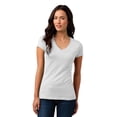thumbnail image 1 of Camiseta con cuello en V de lavado suave para niños Distrito L Blanco, 1 of 1