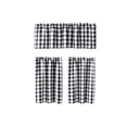 thumbnail image 2 of 3pcs Cafe Curtain Set, One Top Valance and Two Lower Panels, Light Filtering Thermal Window Covering for Kitchen Bathroom Basement Laundry Room and Small Windows, B-Black, 2 of 9