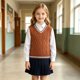 thumbnail image 5 of Odeerbi Chaqueta de Cuello En V de Punto de Cable de Los Niños Color Sólido Sin Mangas Uniforme de La Escuela, 5 of 9