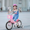 Hemousy Flower Girls Bike for 3-7 Years Child, 16" Kids Bicycle with Basket-Pink