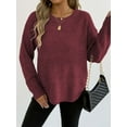 thumbnail image 3 of jinghuiyue Women Sweaters Crew Neck Long Sleeve Pullover Sweater Casual Business Ribbed Knitwear Fashion Tops XL, 3 of 6