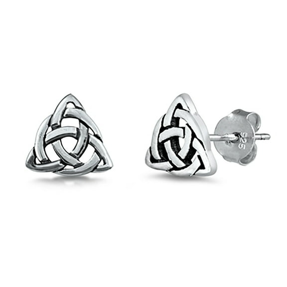 Sterling Silver Celtic Pagan Stud Earrings