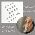 thumbnail image 3 of Square Press on Nails French Grey Fake Nails Medium Length False Nails with Design Glossy Full Cover Acrylic Nails Squoval Glue on Nails for Women 24Pcs, 3 of 4