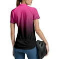 thumbnail image 4 of WTOBBY Women's Performance Cycling Short Sleeve Shirt, Ombre Gradient Athletic Top with Breathable Fabric & Reflective Safety Trim,Hot Pink XL, 4 of 5