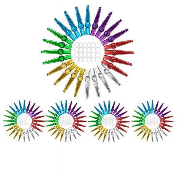 120-Pack Metal Kazoos with 120 Pcs Flute Diaphragms 6 Colors,Good for Ukulele, Violin, Guitar, Piano