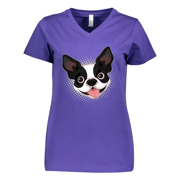 Inktastic Boston Terrier Dog Gift Women's V-Neck T-Shirt