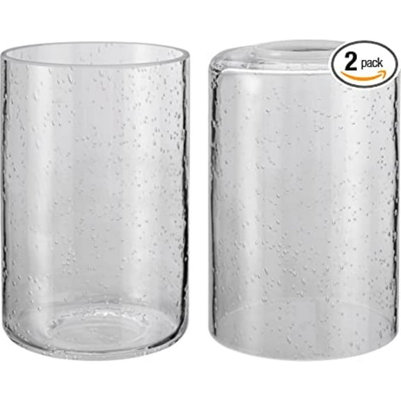 Aspen Creative 23615-02,Clear Seeded Cylinder Glass Shade. 3-1/2"Dia x 5-1/2"H / Center Hole:42mm.Set of 2.