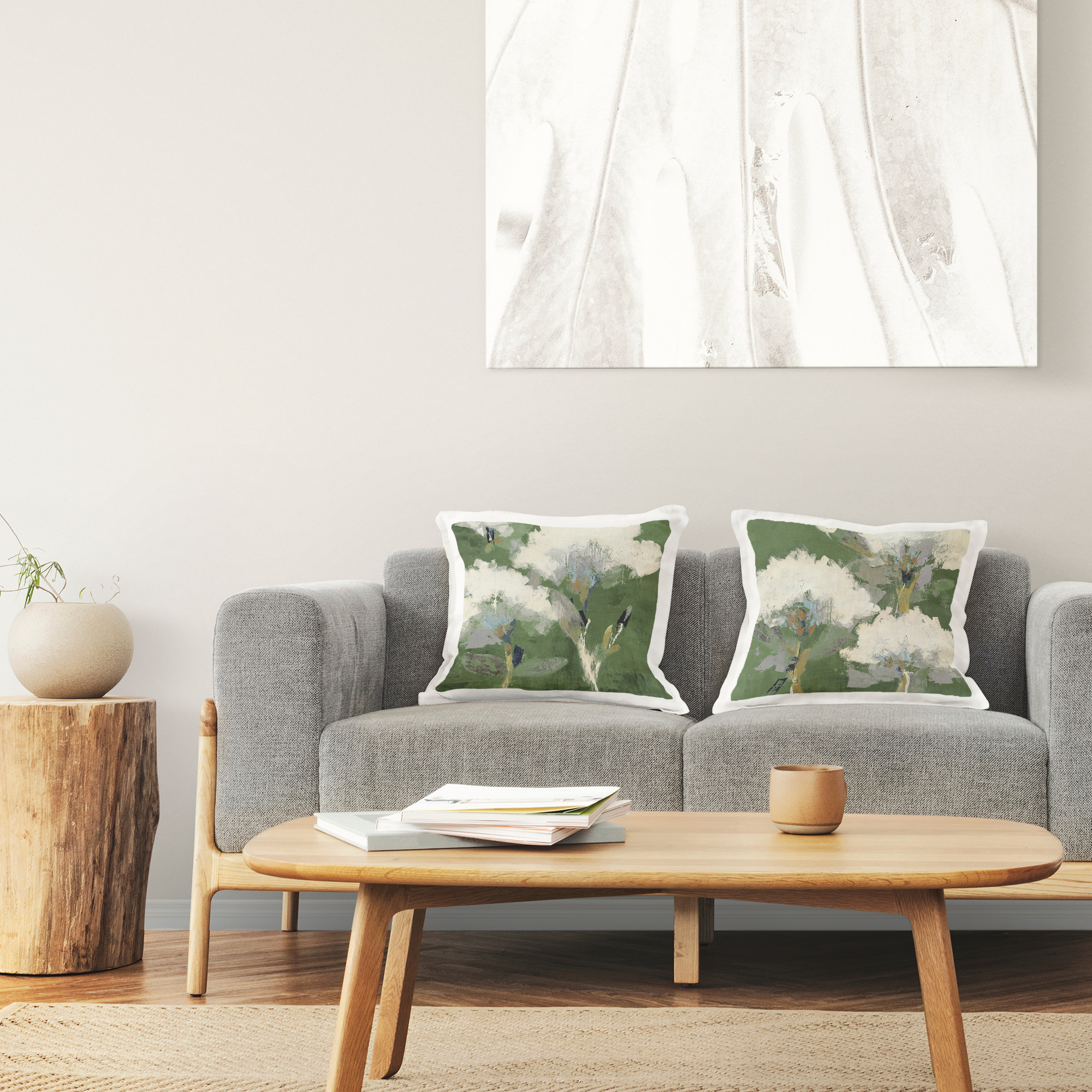 Stupell Industries Puffy White Florets Decorative Printed Throw Pillow Design by Liz Jardine.