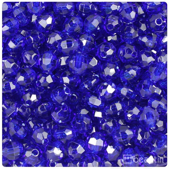 BeadTin Midnight Transparent 8mm Faceted Round Craft Beads (450pcs)