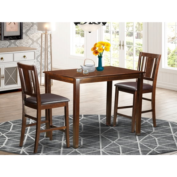 Counter Height Dining Set - 3 Piece Mahogany Table & Stools - Modern Kitchen Set
