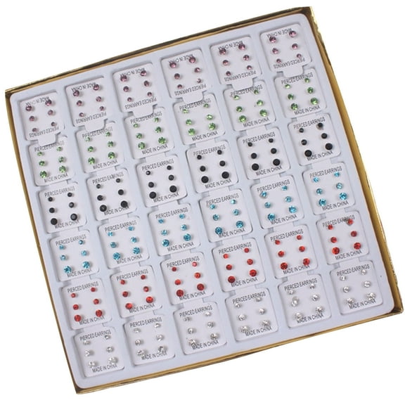 Fogun 108 Pairs Studs Earrings Fashionable Ear Jewelry Fashion Ear Studs Crystal Texture Suitable for Various Occasion