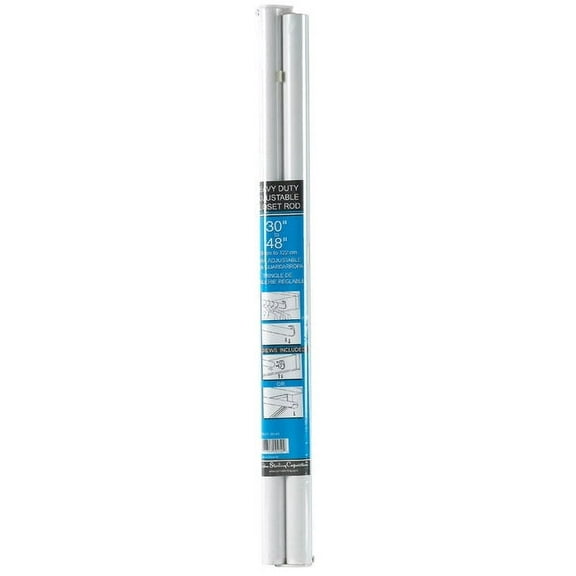 John Sterling Heavy Duty 48 in. L X 1-1/4 in. D Adjustable White Steel Closet Rod