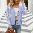 thumbnail image 2 of Wang6 Womens Pink Cardigan Sweaters Fall Open Front Button Long Sleeve Knit Sweater Causal V Neck Loose Floral Knitted Outwear Tops Purple XL, 2 of 5