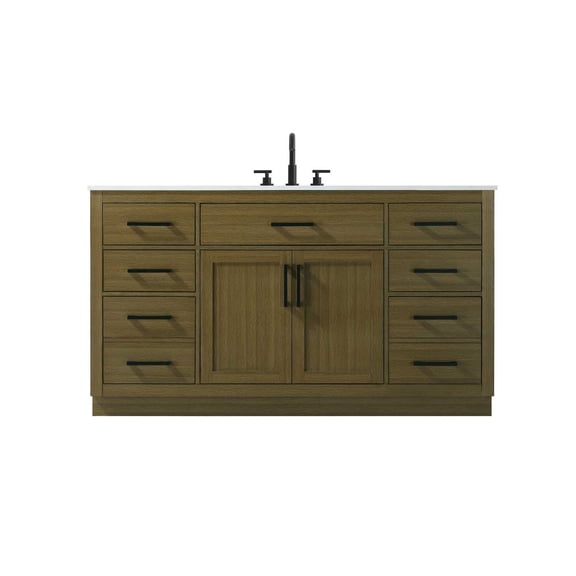 Elegant Kitchen and Bath Alden 60 inch Single Bathroom Vanity in Chestnut Brown