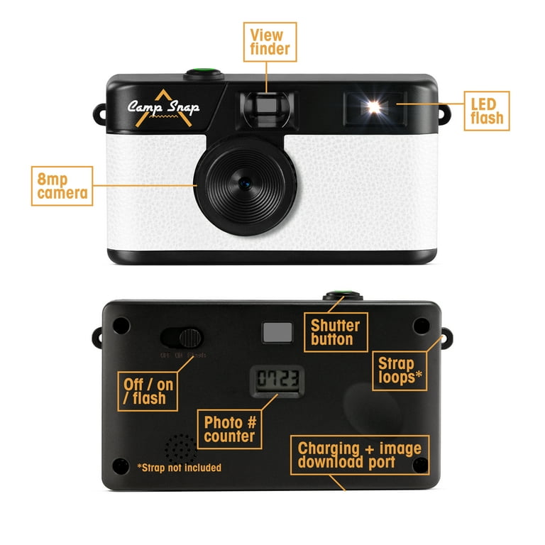 Camp Snap Digital Camera, 8MP Photo, Easy to Use, Durable, Unplug