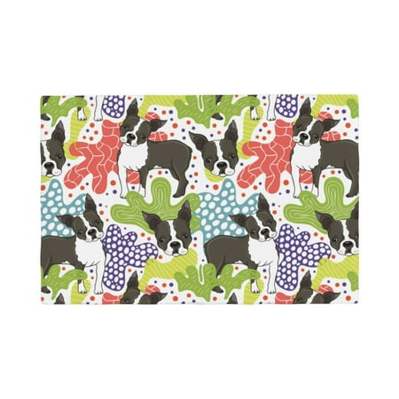 

Placemats Set of 4 Boston terrier dog doodle cute Heat Resistant Non - Slip Place mats Waterproof table mat for Kitchen Dining-4片装