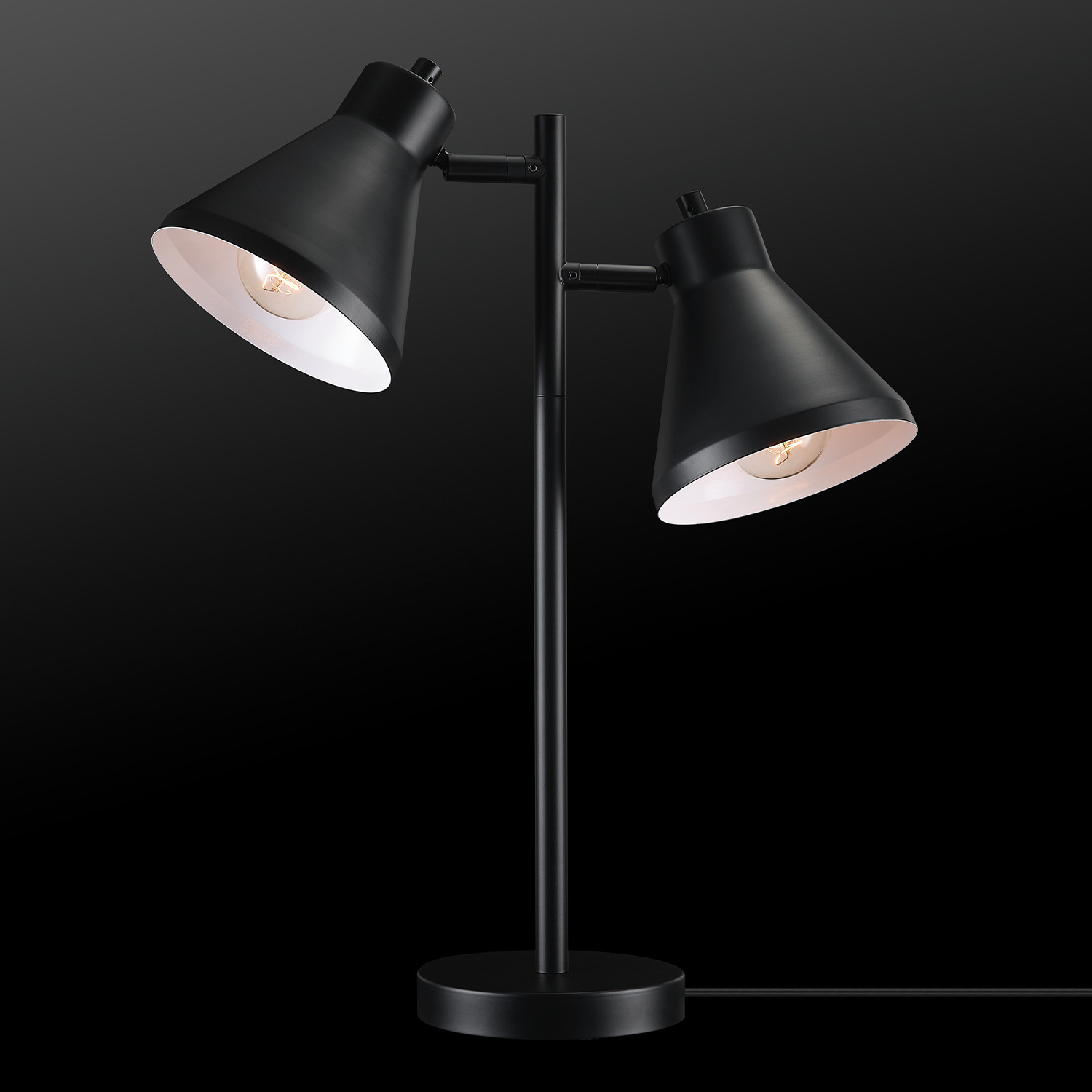 Novogratz x Globe Electric 18" Matte Black 2-Light Desk Lamp with Rotary Switch