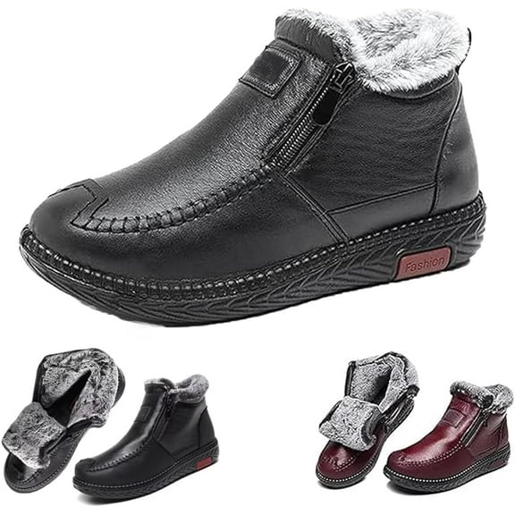 Women's Snow shoes - Waterproof Winter shoes with Zipper | Anti-Slip shoes for Warm & Comfortable