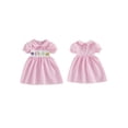 thumbnail image 2 of BemeyourBBs Toddler Baby Girl Summer Plaid Gingham Smocked Dress 6 12 18 24 Months 2 3 4 Years Puff Short Sleeve Cute Crab Starfish Embroidery Doll Collar A-Line Summer Beach Holiday Party Dress, 2 of 9