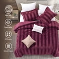 thumbnail image 5 of Regency Heights Brushed Velvet Striped Comforter Set, 5-Piece Luxury Cozy Bedding Sets with Decor Pillows, Queen Size Comforter Bed Set for All Seasons, Burgundy Red, 5 of 11