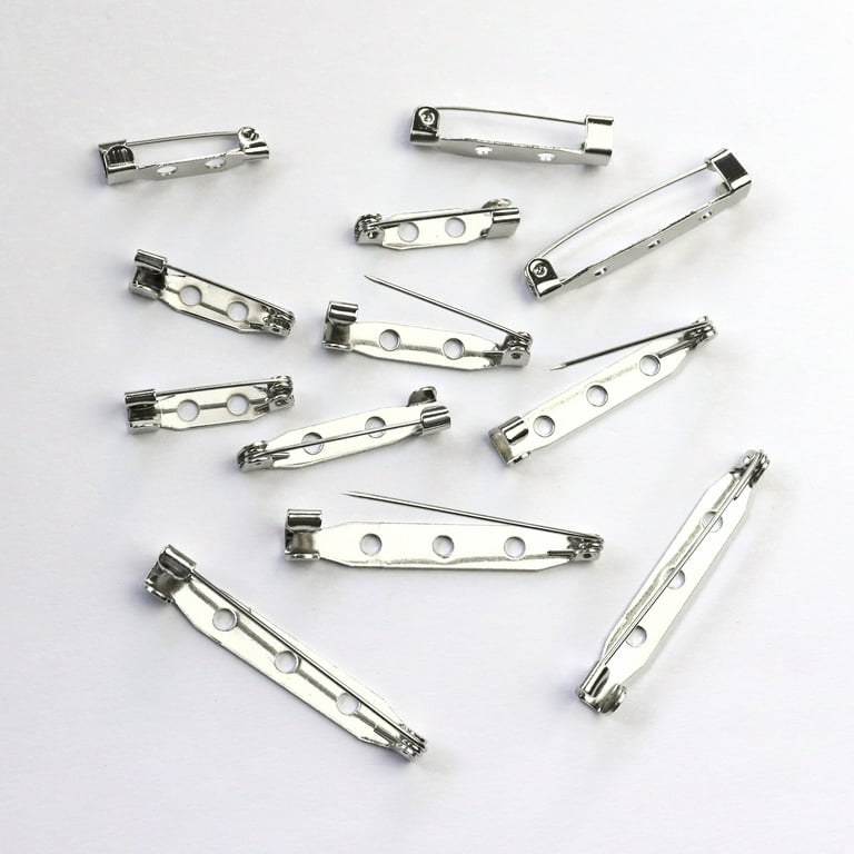Bar Pins Brooch Clasp Pin Backs Safety Pin 120pcs Silver Name Tags, Badges  (20mm 25mm 32mm 38mm)