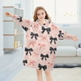 thumbnail image 5 of joogoo Wearable Blanket Hoodie for Pink Black Bows Flannel Sherpa Pocket 3-14 YR S, 5 of 7