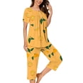 thumbnail image 6 of CAZOFW Pajamas for Women,2 Piece Short Sleeve Top,Capri Pant,Loose Soft Home Lounge Sleepwear Sizes S-3X, 6 of 6