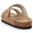 thumbnail image 6 of Litfun Women's Cork Footbed Slide Sandals Summer Leather Flat Sandals with Adjustable Buckles, Camel Brown, 6 of 8