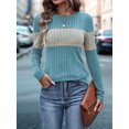 thumbnail image 6 of Women'S Sweaters Trendy Color Block Tops Long Sleeve Shirts Fall Outfits Early Fall Fashion Winter Clothing Blue XL, 6 of 9