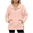 thumbnail image 6 of Ccpelsie Women Half Zip Fleece Sweatshirt Mock Neck Long Sleeve Winter Cozy Pullover Sweater Tops(Pink,M), 6 of 9