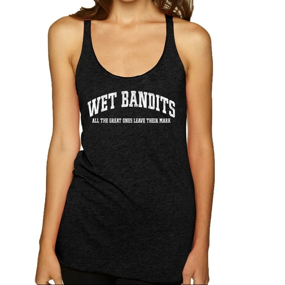 Wild Bobby Vintage Movie Quote Wet Bandits Leave They're Mark Women Tri-Blend Racerback Tank Top, Vintage Black, Small