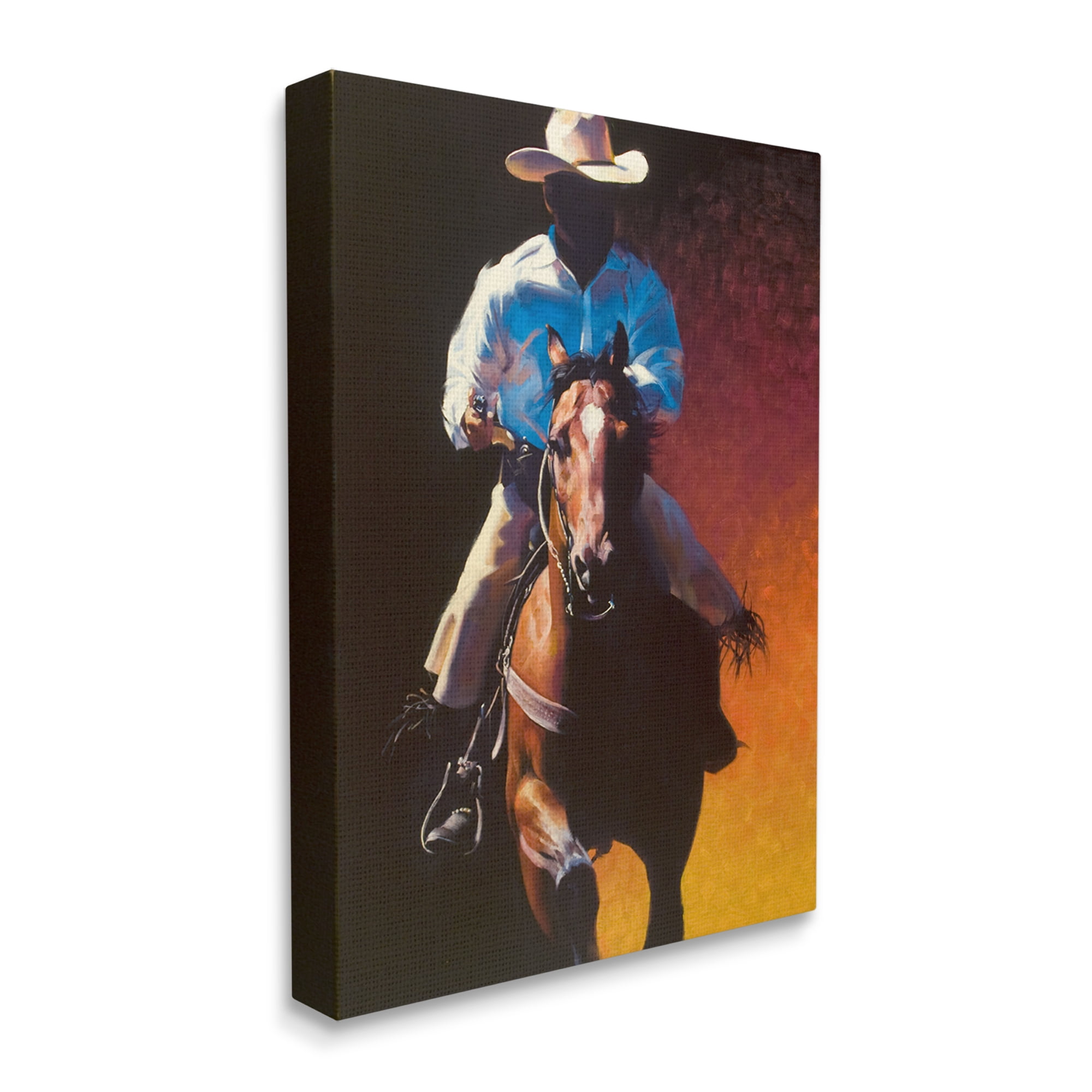 Stupell Industries Modern Cowboy & Horse Animals & Insects Painting Gallery Wrapped Canvas Print Wall Art, 24 x 30