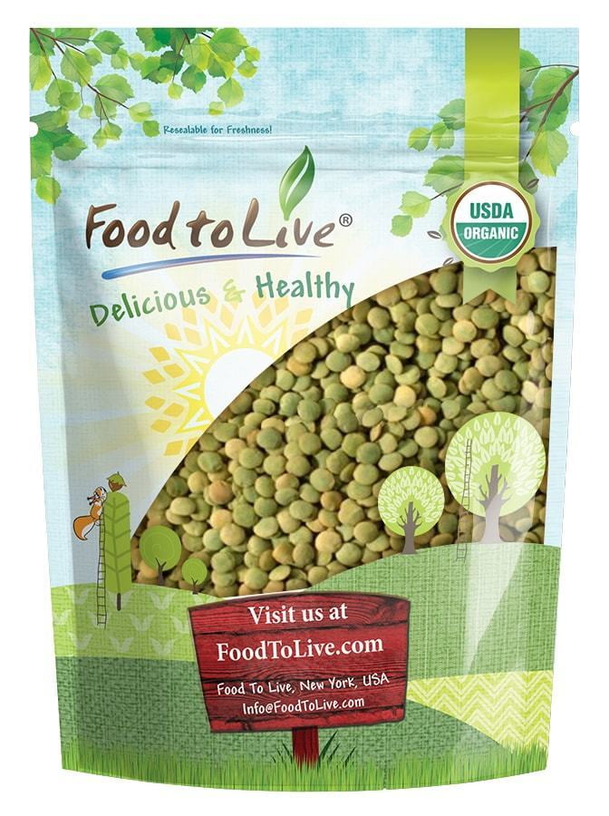 Organic Whole Green Lentils, 1 Pound — Non-GMO, Sproutable, Kosher — by Food to Live