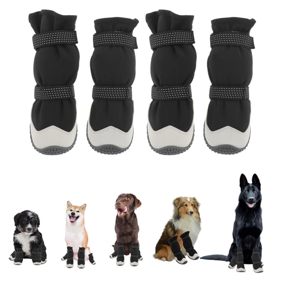 Unique Bargains 4pcs Reflective Waterproof Dog Shoes for Dogs Small