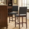 thumbnail image 4 of Leick Home 10086CP/EB Upholstered Back Counter Height Stool with Faux Leather Seat and Wood Base, Set of 2, for Kitchen Counters and Islands, Cappuccino/Ebony, 4 of 17