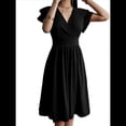 thumbnail image 3 of Summer Midi Dress 2025 Spring V Neck Cocktail Wedding Guest A Line Fit and Flared Dresses, 3 of 7