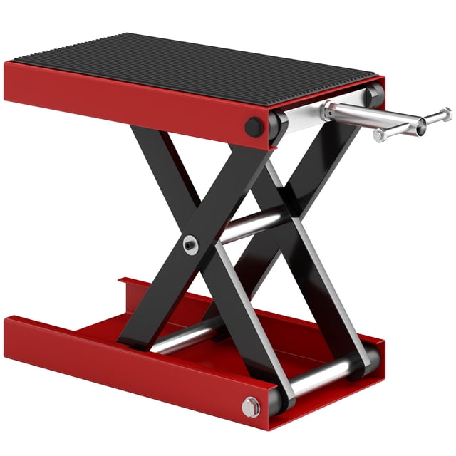 HOMCOM 1100lbs Motorcycle Jack with Anti-Slip Wide Deck for Home, Red