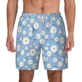 thumbnail image 3 of Uemuo Daisies Flowers Pattern Mens Swim Trunks Quick Dry Board Shorts with Mesh Lining, Stretch Beach Shorts Quick Dry No-Chafing Board Shorts-3X-Large, 3 of 9