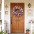 thumbnail image 5 of Horivan Artificial Spring Wreath for Front Door Purple Floral Decor with Green Leaves Indoor Outdoor Wall Hanging Garden Party Home Decor Durable Plastic Welcome Wreath, 5 of 6